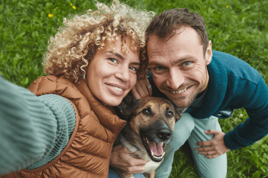 Couple with dog